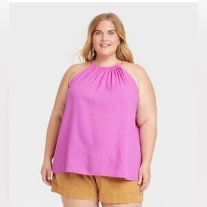 NWT Knox Rose™ Women's Woven Halter Tank Top Size 2X Magenta